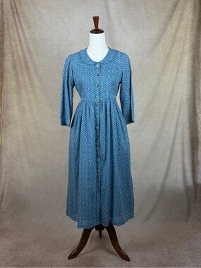 April Cornell Dusty Blue Polka Dot Button-Front Midi Dress